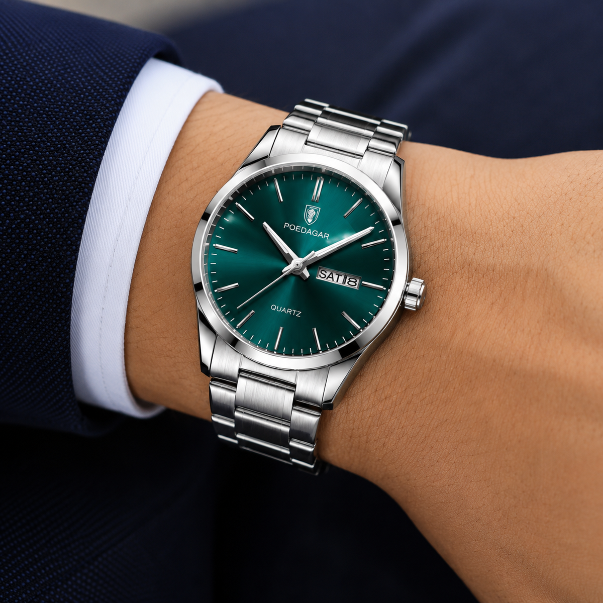 Reloj POEDAGAR Elegante Premium Verde| Acero Inoxidable